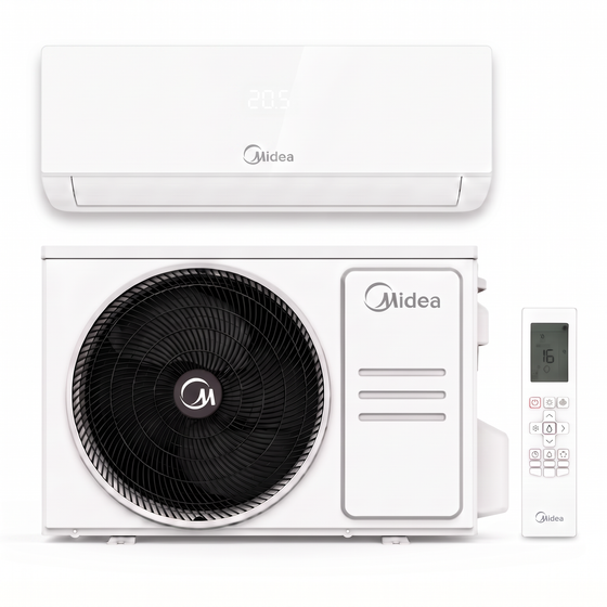 Midea Elegance Set: Innengerät, Außengerät und Fernbedienung